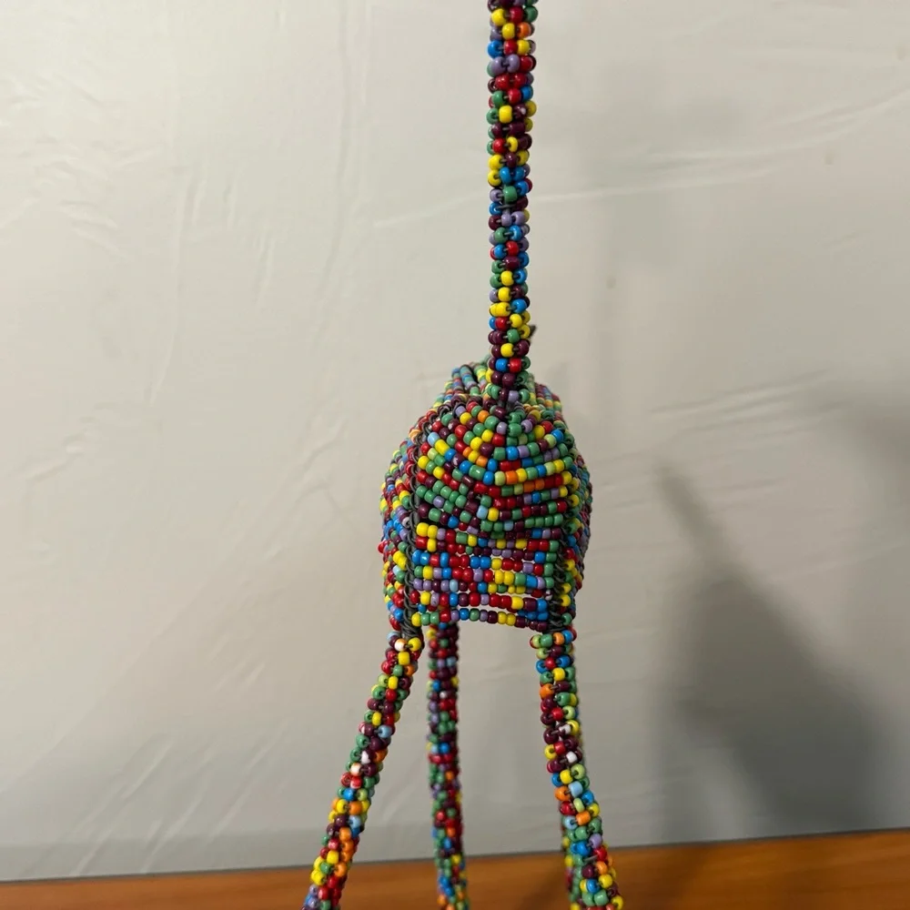 Handcrafted Color Beaded Wire African Sculpture Decoration 13" H Unique Abstract - Picture 4 of 7